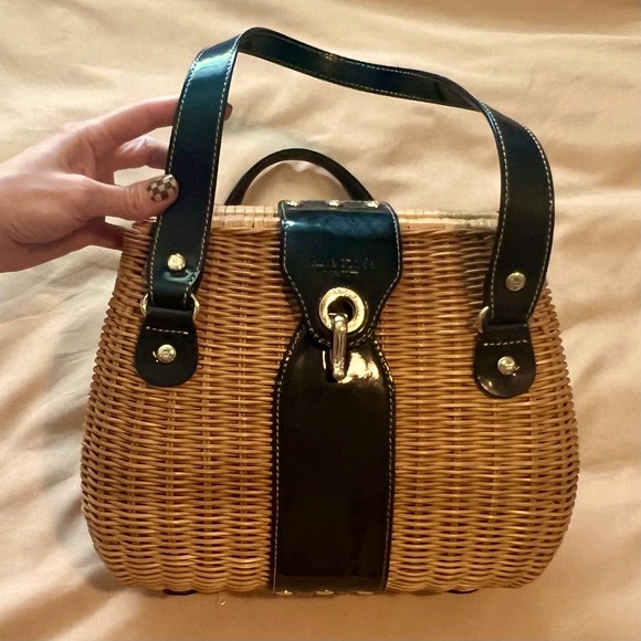 kate spade Handbags - Vintage Kate Spade Tisbury Avita Basket Wicker Rattan Black Boho Bag Purse